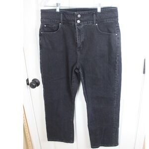 Ann Taylor The Straight Crop‎ Jeans Black Denim Size 14